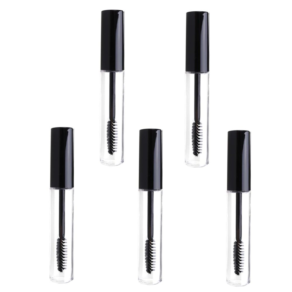FOMIYES 5pcs Empty Eyelash Cream Tube Refillable Mascara Container Black Lid Storage for Eyelash Products Travel-friendly Design