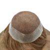 Hair Wonders Mens Hairpiece Human Hair Swiss Lace Hair System for Men Toupee Replacement Systems Natural Looking Toupee for Men 8X10#17R Brown/Blonde Mix Warm Tone 110% Light Medium Density view 3