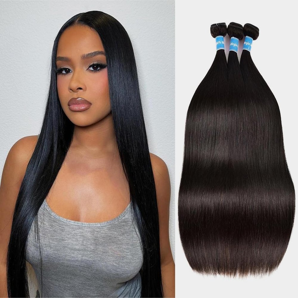 10A Straight Bundles with Closure Human Hair 18 20 22 with 16 Inch Brazilian Human Hair Bundles with Closure 100% Unprocessed Virgin Remy Straight Hair Weave 3 Bundles with 4x4 Lace Closure Free Part