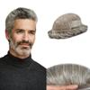 Hair Wonders Hair System for Men Swiss Lace Hairpiece for Men Toupee Real Natural Human Hair Lace Front Mens Hair System 6X9#580#5 Medium Light Brown+80% Grey 80% Light Density view 1