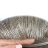 Hair Wonders Hair System for Men Swiss Lace Hairpiece for Men Toupee Real Natural Human Hair Lace Front Mens Hair System 6X9#580#5 Medium Light Brown+80% Grey 80% Light Density view 4