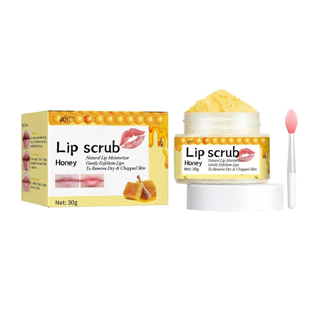 Honey Lip Scrub,Exfoliator and Lighten Lip Lines, Treatment Moisturizer with Lip, Natural Honey, Yellow