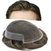 Hair Wonders Hair System for Men Swiss Lace Hairpiece for Men Toupee Real Natural Human Hair Lace Front Mens Hair System 6X9#6 Light Brown 100% Light Medium Density view 1