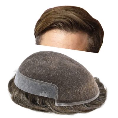 Hair Wonders Hair System for Men Swiss Lace Hairpiece for Men Toupee Real Natural Human Hair Lace Front Mens Hair System 7X9#620#6 Light Brown+20% Grey 110% Light Medium Density
