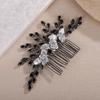 Teyglen Gothic Black Rhinestone Headpiece Vintage Flower Wedding Hair Comb Crystal Bridal Side Comb Flower Leaf Hair Piece Hair Accessories Jewelry for Women (Black) view 3