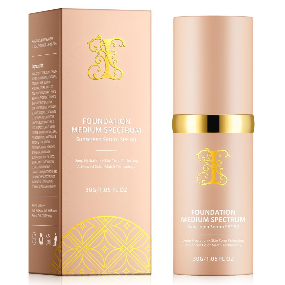 Color Changing Foundation 4 in 1 Medium Spectrum, Flawless Foundation Color Changing Makeup Full Coverage SPF50+, Waterproof Moisturizing Foundations for Mature Skin Hides Wrinkles and Lines, 30ml