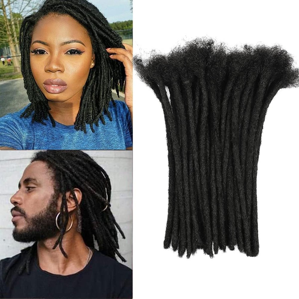 0.6cm Locs Extensions Human Hair 10 Inch 60 Strands 100% Full Handmade Permanent Dreadlock Extension Human Hair For Women/Men/Kids Can Be Dyed Bleached Curled