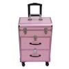 BOPRCSH Professional Rolling Makeup Train Case with Drawers, Portable Makeup Case Trolley Cosmetic Trolley Organizer Storage Case with Locks and Adjustable Dividers for Travel Makeup(Pink) view 1