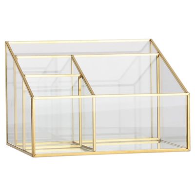 Alipis Makeup Organizer Glass Display Case Frame Cosmetic Storage for Vanity Organizer for Lipsticks Brushes Products for Bedrooms and Bathrooms