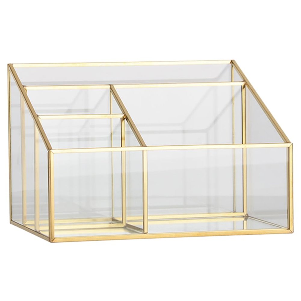 Alipis Makeup Organizer Glass Display Case Frame Cosmetic Storage for Vanity Organizer for Lipsticks Brushes Products for Bedrooms and Bathrooms