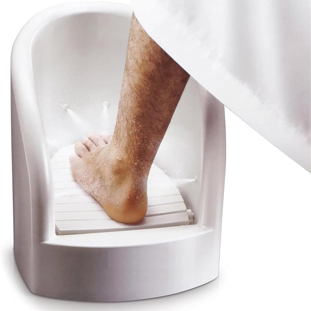 FlexiSpaceUS Press Spray Footwasher,Footbath with Angle Valves and Inlet/Outlet Pipes, Pedicure Footbath, Promote Blood Circulation