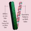 20 pc ALAZCO Premium Nail Files Coarse & Medium Grit Professionals & DIY Washable Emery Boards for Natural Acrylic Gel Press-On Nails Travel TSA Friendly Colorful Pattern/Black/Green Glitter view 2