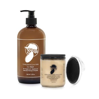 Rich Roots All-In-One STARTER Beard Kit - 8 Fl Oz Kit INCLUDES : Beard/Hair Moisturizer, All-In-One Co-Wash, Exfoliating Brush
