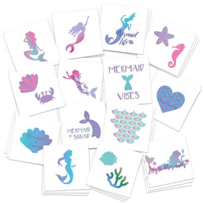 Kids Temporary Tattoos/Safe Non-Toxic/Pre-Cut Easy to Share/Party Favors/Classroom Prizes/USA Company/FDA Compliant (Mermaid 42pk)