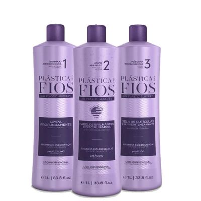 Cadiveu - (3x1 Litter) Plastica Dos Fios Brazilian Keratin Hair Smoothing System, Anti Residue Shampoo And Repair Mask - The Best Treatment System (Set of 3)