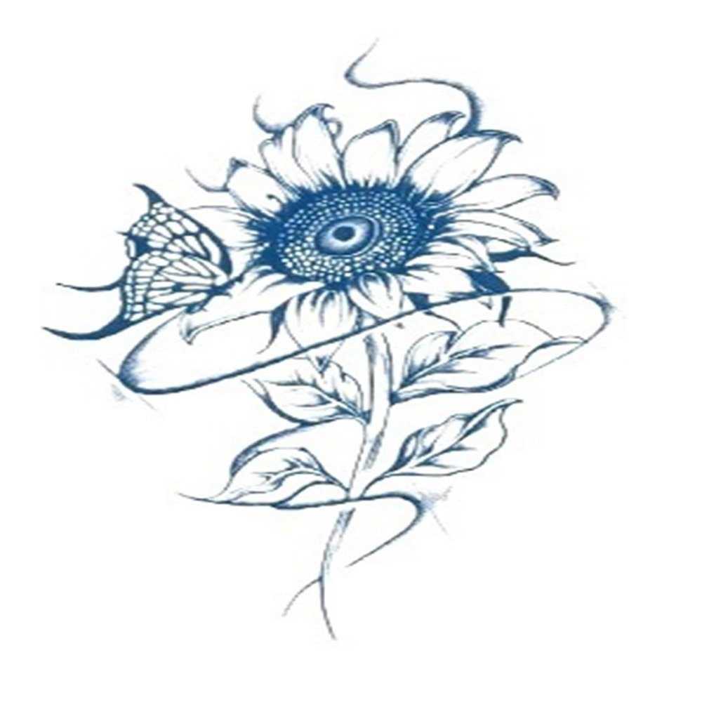 2pcsTemporary Tattoo Long Lasting Fake Tattoo Stickers Flowers Line Peony Birds Lotus Hand Tattoos Thigh(001)