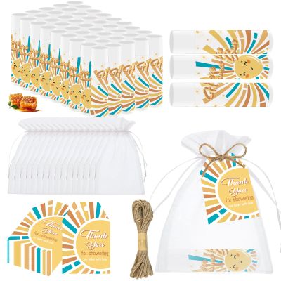 50 PCS Here Comes The Sun Baby Shower Lip Balms Bulk Gift for Guests,Thank You Gifts Sun Birthday Supplies Stuffers, Favors Boys Girls Games Neutral Gender Reveal Gifts (Sun)