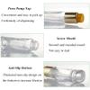 2Pcs 100ml/3.4oz Empty Clear Glass Lotion Pump Bottle with Gold Pump Top Portable Essential Oil Pump Dispensers Jars Vials Hair Conditioner Container for Makeup Emulsion Toner view 3
