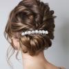 4 Pcs Rhinestone Side Hair Combs Rhinestone Bridal Hair Comb Crystal Flower Hair Clips French Flower Hair Comb for Women Girls Wedding Hair Accessories (Silver Gold) view 4