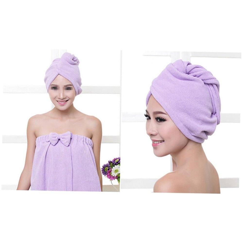 HAPINARY 2 Pack Quick Dry Hair Cap Non-Slip Fiber Hair Drying Towel for Fast Drying Spa Bath Cap Absorbent Home Gym Travel Accessory
