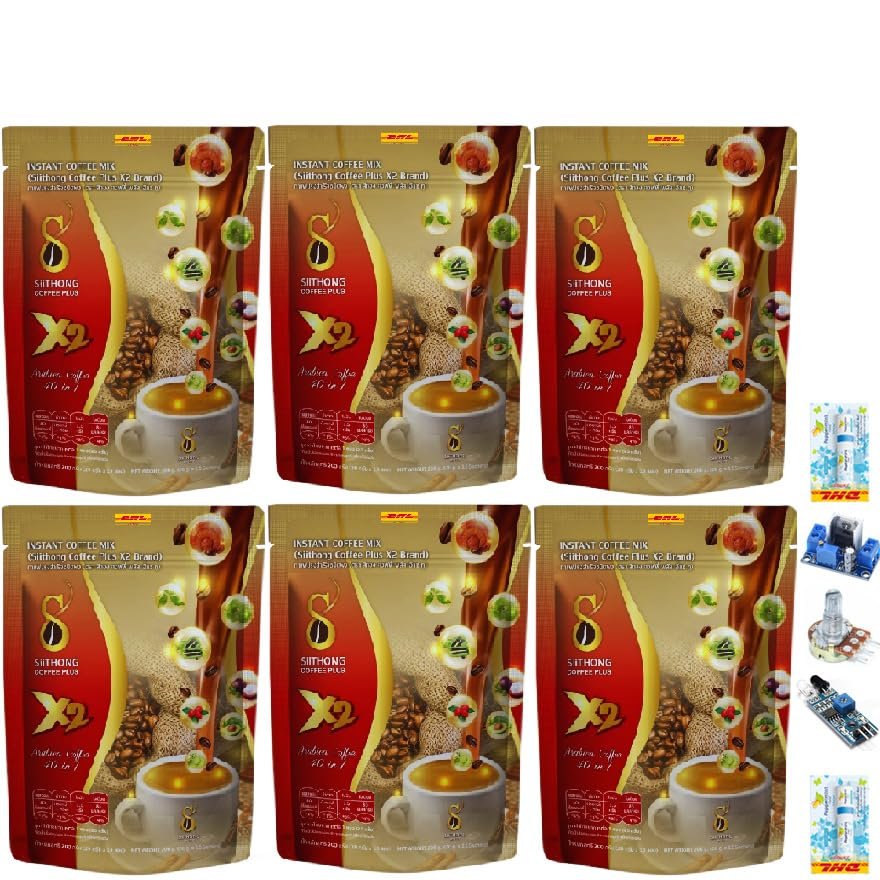 200 Grams (20 Gram x 10 Sachets) Siithong Coffee Plus X2 Delicious Intense Fruit Snack Arabica Roasted Good Shape 40in1 Set 6 A134 By Thaigiftshop [Get Free Tomato Facial Mask]