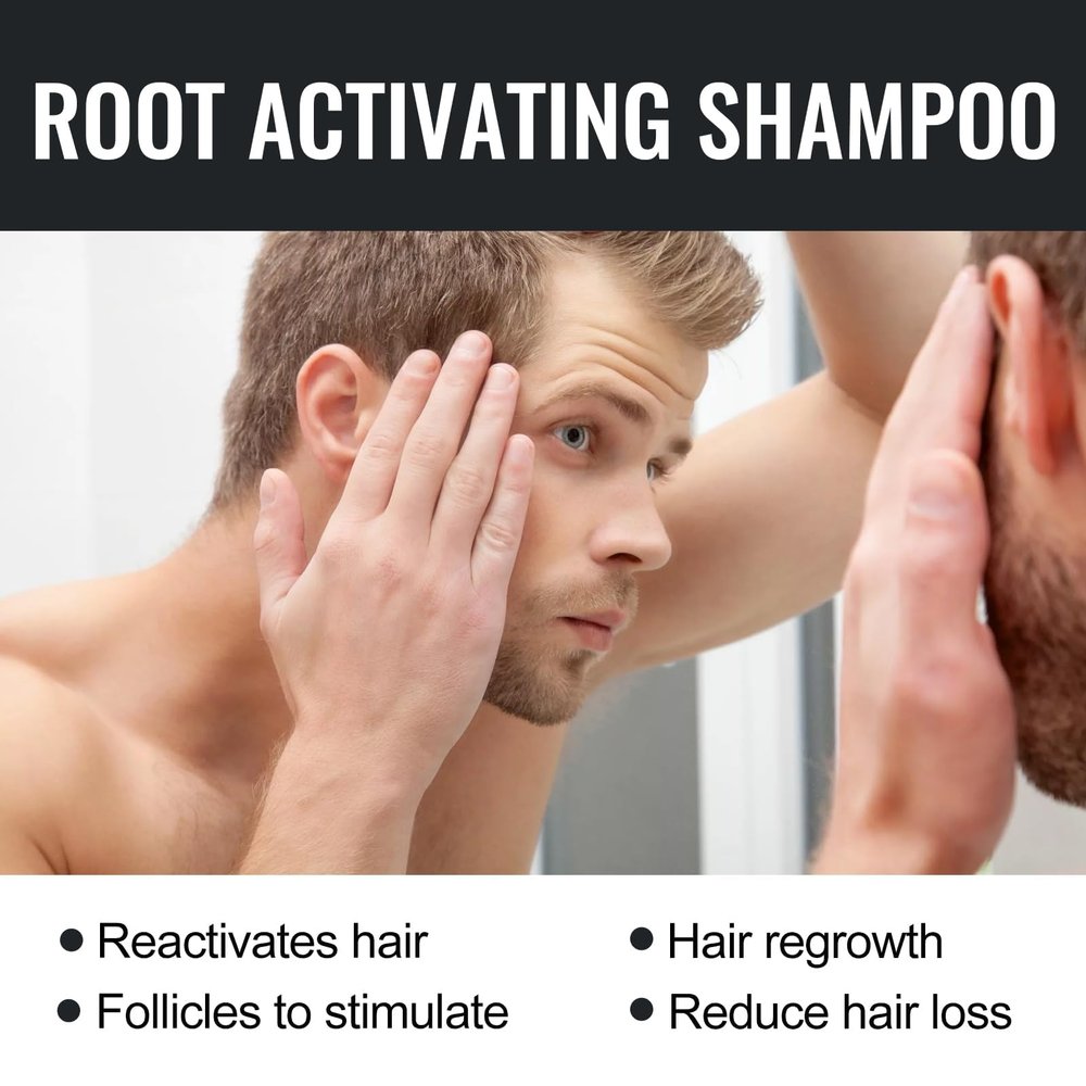3pcs,Root Activator Shampoo,Hair Regrowth, Unisex, Natural Formula for Men and Women,Smooth Strong Repair Conditioning Shampoo