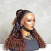 oulaer Ombre Blonde Curly Wigs Human Hair 13x6 HD Transparent Lace Frontal Wigs For Women 1B30 Color Deep Wave Wig Pre Plucked Brazilian Remy Hair Natural Hairline Glueless Wig 150% Density 24Inch view 3