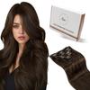 Hetto Clip in hair Extensions Real Hair Extensions Clipin Human Hair Double Weft Brown Clip Hair Extension Straight 16Inch 7pcs 120G view 1