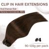 Hetto Clip in hair Extensions Real Hair Extensions Clipin Human Hair Double Weft Brown Clip Hair Extension Straight 16Inch 7pcs 120G view 2