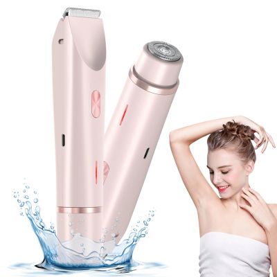 DHASUWT Razors for Women, 2 in 1 Dual-Head Electric Body Hair Trimmer Shaver for Women's Grooming, Waterproof Wet & Dry Pubic Hair Trimmer for Women Legs Bikini Underarms Hair Painless Remove