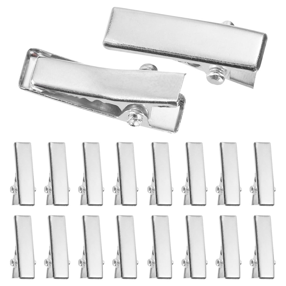 MECCANIXITY 150Pcs Alligator Hair Clips, 20 x 6 Mm(LxW) Silver Metal Curls Clips for Hair, Bow Making, Hairdressing Grip DIY Accessories Hairpins