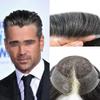 Mens Toupee Human Hair Piece French Lace+PU Toupee for Men Hair System V-looped PU Front Men Hair Replacement System Human Hair Unit for Men 6X9"-120% density#1B40 Off Black+40% Gray view 1