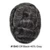 Mens Toupee Human Hair Piece French Lace+PU Toupee for Men Hair System V-looped PU Front Men Hair Replacement System Human Hair Unit for Men 6X9"-120% density#1B40 Off Black+40% Gray view 2