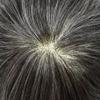 Mens Toupee Human Hair Piece French Lace+PU Toupee for Men Hair System V-looped PU Front Men Hair Replacement System Human Hair Unit for Men 6X9"-120% density#1B40 Off Black+40% Gray view 4