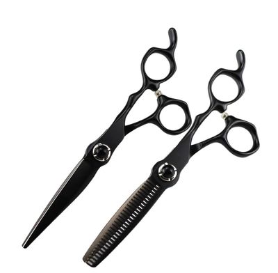 CUTPOIY Hair Cutting Scissors, 6 Inch Professional JP 440c Steel Scissor Black Hair Scissors Haircut Thinning Barber Cutting Shears Hairdressing Scissors Set