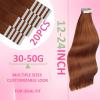 YoungSee Tape in Hair Extensions Copper Tape in Extensions Human Hair 14Inch Tape in Real Hair Extension Copper for Women 20Pcs 50G view 3