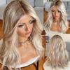 13x4 Glueless Full Frontal Ombre Ash Blonde Wig Human Hair Pre Plucked Pre Cut Balayage Highlight Blonde with Brown Roots 200% Body Wave Wigs UHD Lace Front Wig Remy Real Human Hair for Women 20Inch view 1