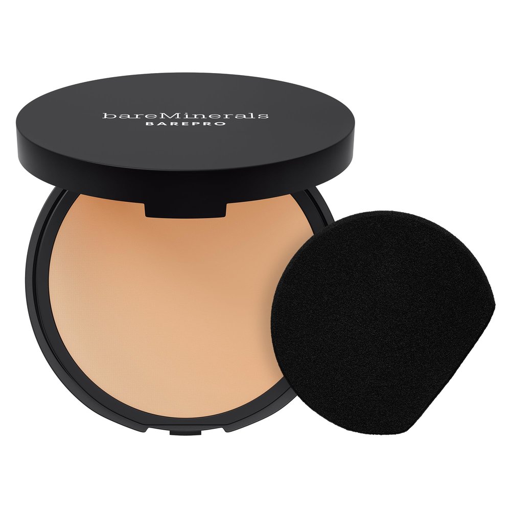 bareMinerals Barepro 24HR Skin-Perfecting Powder Foundation, Matte Pressed Powder Foundation Full Coverage with Plant-Based Squalene, Oil Control, Vegan - Fair 17 Neutral