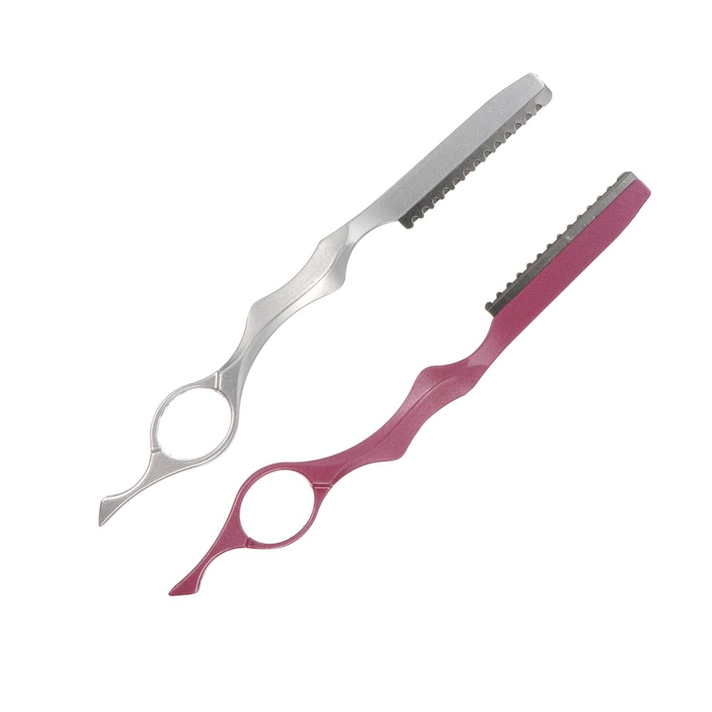 Beatifufu 2pcs Hair Thinning Razors Set Professional Texturizing Hair Cutting Tools for Salon and Home Use Pink Silver Easy to Use Durable Men
