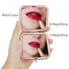 PDOZV Small Compact Mirror, Rosegold Square 2.82.8 Metal Frame Smooth Style Double Sided Mini Magnifying 1X/2X Mirror for Purse Can be Used as Gifts for Woman (RGSr03) view 3