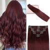 POGINJA Clip in Hair Extensions Real Human Hair, Red Wine Remy Human Hair Extensions Clip ins for Women, 100% Natural Human Hair, Double Weftm, 22inch 110g 8Pcs, #99J Burgundy view 1