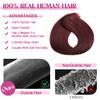 POGINJA Clip in Hair Extensions Real Human Hair, Red Wine Remy Human Hair Extensions Clip ins for Women, 100% Natural Human Hair, Double Weftm, 22inch 110g 8Pcs, #99J Burgundy view 4
