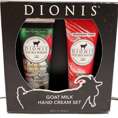 Dionis Goat Milk Hand Cream 2pc Set Nutcracker & Peppermint Twist 1oz