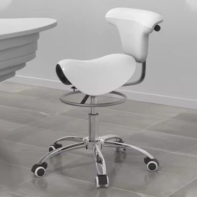JAVPTAV Dental Hygienist Saddle Chairs Stool, Back Support Ergonomic Seat, Adjustable 57-67 Cm Rolling Saddle Stool for Salon Massage Spa Tattoo(White)