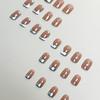 French Tip Press on Nails Short Square Fake Nails Nude False Nails with Silver Swirl Designs Winter Glossy Full Cover Glue on Nails Stick on Nails Acrylic Nails for Women Girls 24 Pcs view 3