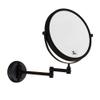 8 Inch Double-Sided Swivel Wall Mount Makeup Mirror, 360Swivel Extension Round Two-Side Retractable Bathroom Vanity Mirror 3X Magnification with Bronze Finish,Blacksquarebottom(Blackroundbottom) view 1