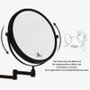 8 Inch Double-Sided Swivel Wall Mount Makeup Mirror, 360Swivel Extension Round Two-Side Retractable Bathroom Vanity Mirror 3X Magnification with Bronze Finish,Blacksquarebottom(Blackroundbottom) view 3