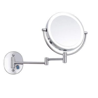 IIUUAYUVI Wall Mount LED Lighted Makeup Mirror 5X Magnifying 8- inch Cosmetic Mirror 360 Swivel Extendable Two Sided Vanity Mirror for Bathroom UK Plug