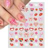 8 Sheets Valentine's Heart Nail Art Stickers Pink Plaid Heart Nail Decals 3D Self-Adhesive Bow Rose Nail Decals Stickers Strawberry Nail Supplies Nail Art for Women Nail Valentine's Decoration view 2