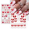 8 Sheets Valentine's Heart Nail Art Stickers Pink Plaid Heart Nail Decals 3D Self-Adhesive Bow Rose Nail Decals Stickers Strawberry Nail Supplies Nail Art for Women Nail Valentine's Decoration view 3